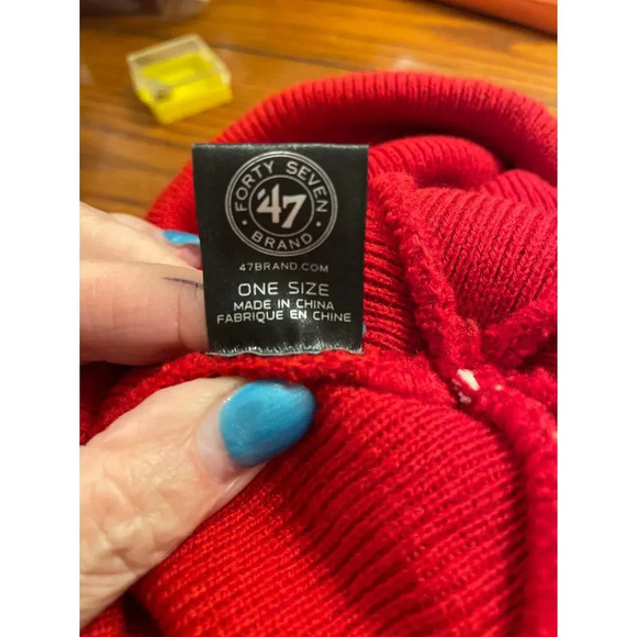 San Francisco 49ers beanie with pom-pom red gold by 47 - Picture 2 of 2